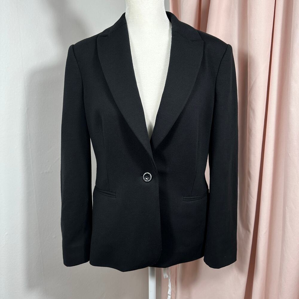 Lilly Pulitzer Black One Button Blazer Jacket‎ Women's Small Pink Script Lining